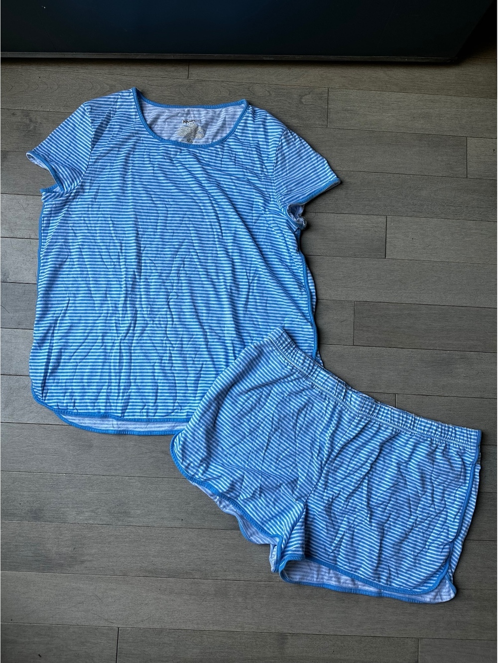 JOYSPUN Women's Blue and White Striped Lounge Sleep Pajama Set Size Large